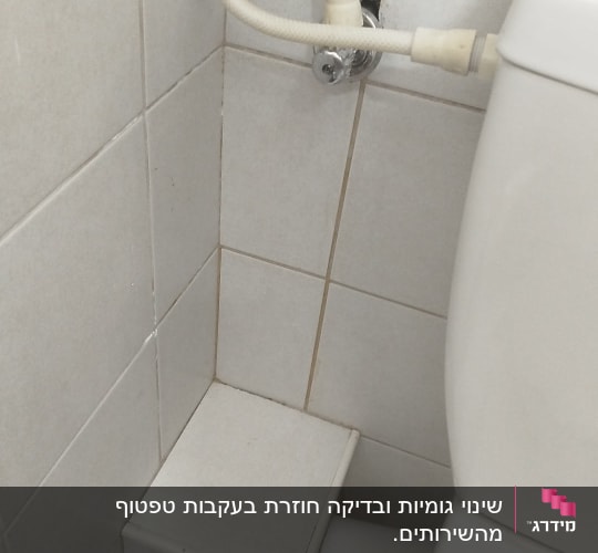 צינור מים מחובר לאסלה בחדר אמבטיה